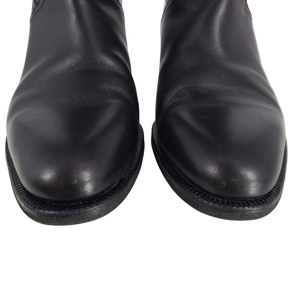 Hermes Tall Black Leather Jumping Boot Silver H Buckle Womens Size 38 Equestrian - Picture 14 of 15